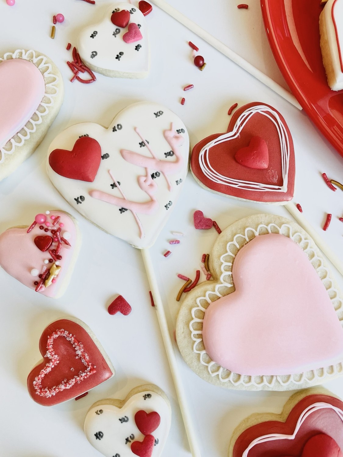 Heart-shaped Valentine cookies